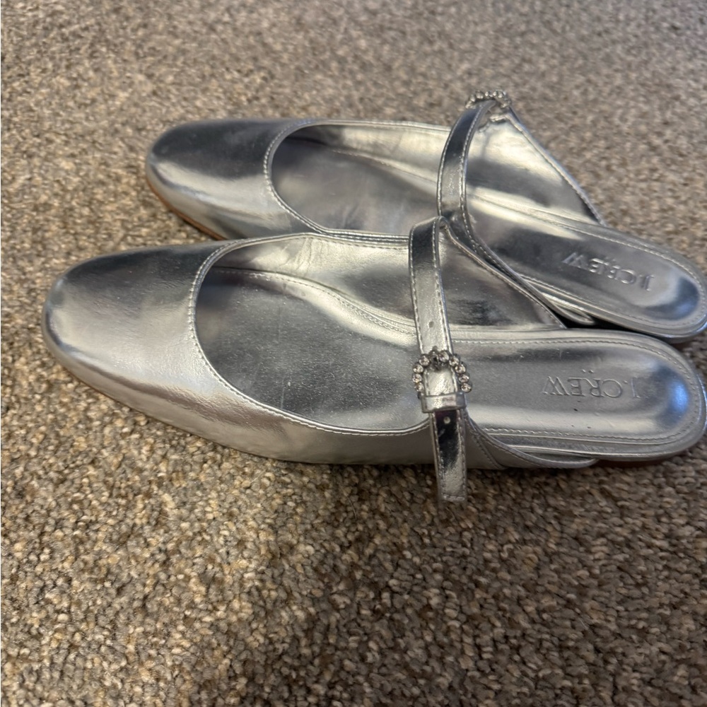 J. Crew Silver Mary Jane Flats